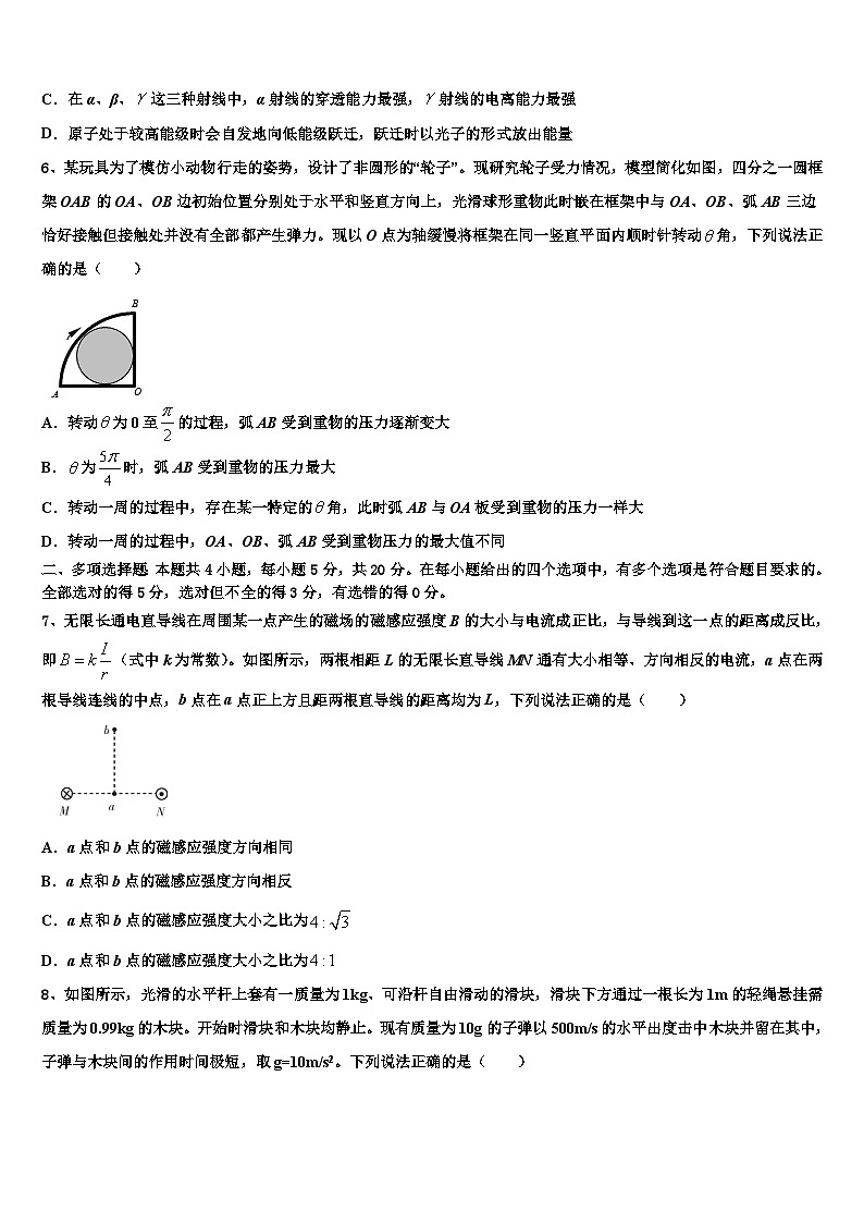 山东省平度市2023年高三下学期第一次质量检查物理试题第2页