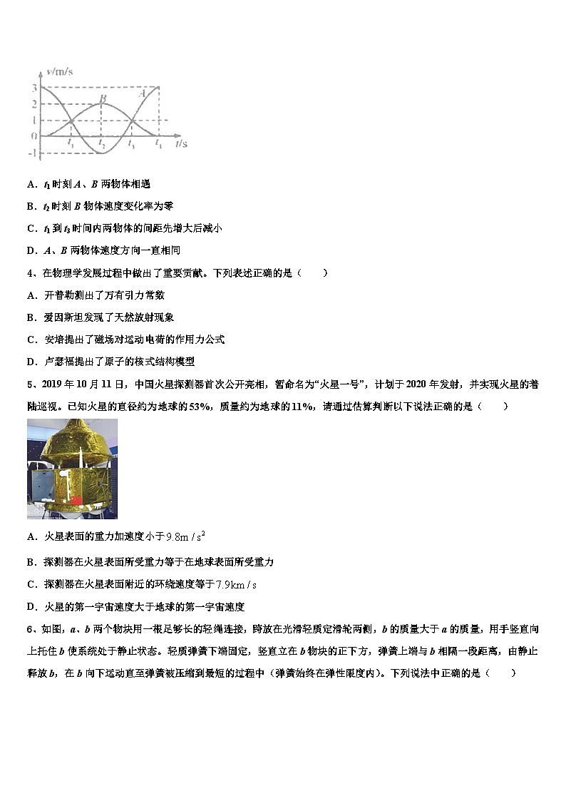 山东省滕州实验中学2022-2023学年高考抽测物理试题样题（A卷）试卷第2页