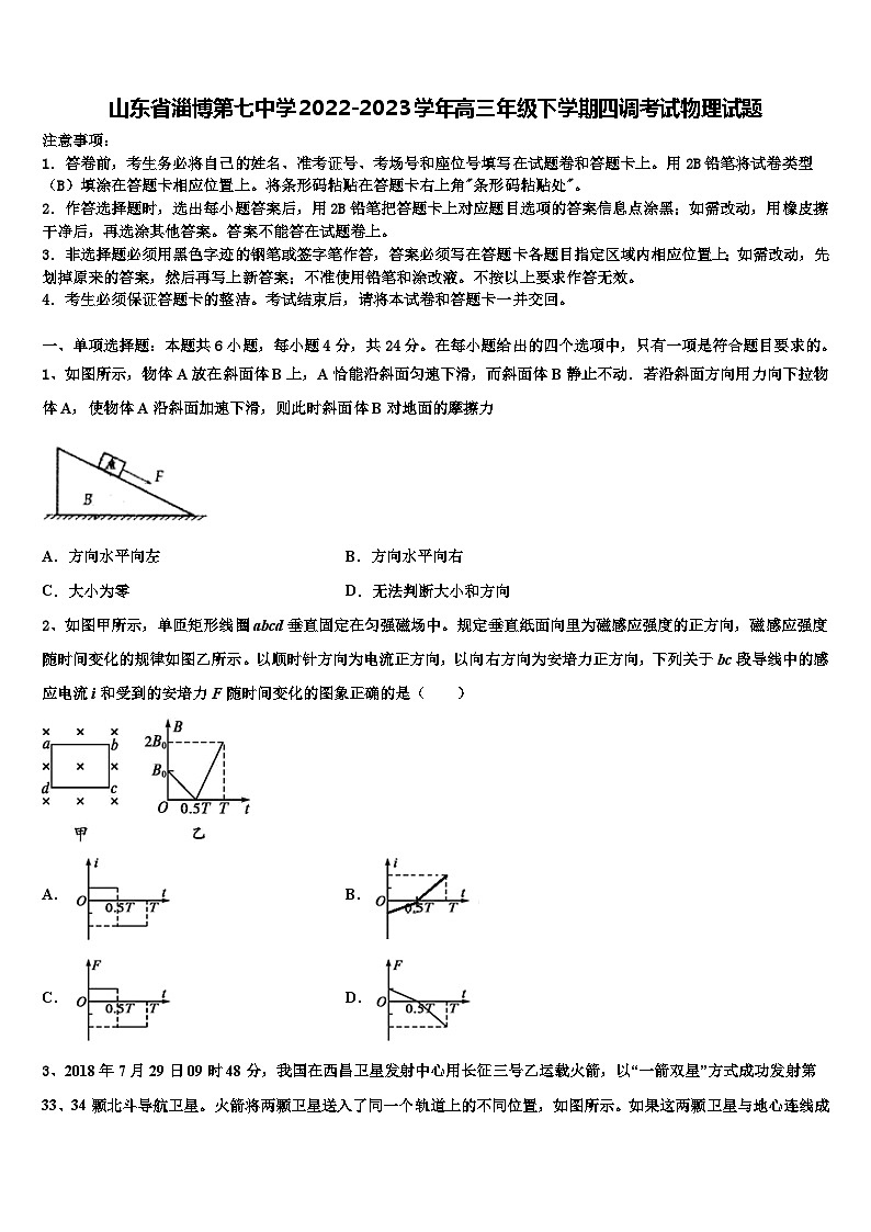 山东省淄博第七中学2022-2023学年高三年级下学期四调考试物理试题第1页