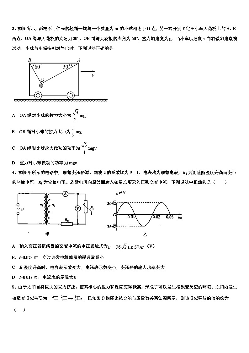 山西省太原市实验中学2022-2023学年高三年级五月第一次模拟物理试题试卷02
