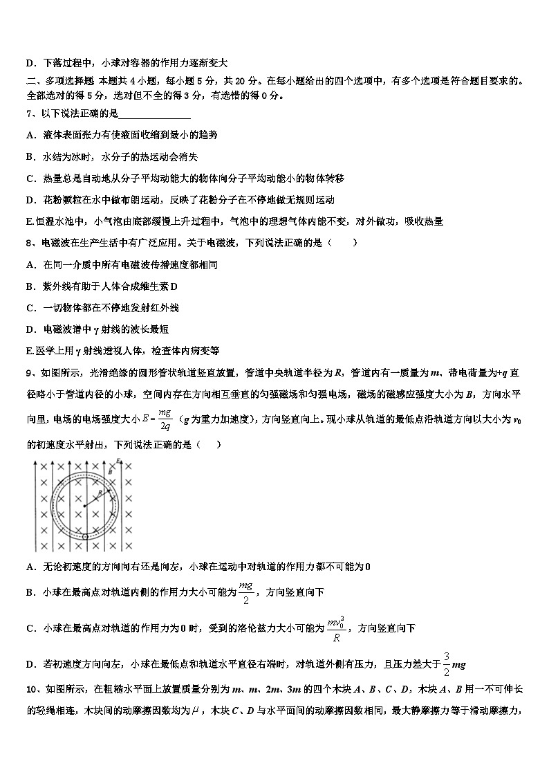 陕西省榆林市第十学2023届高三5月（第四次）月考物理试题第3页
