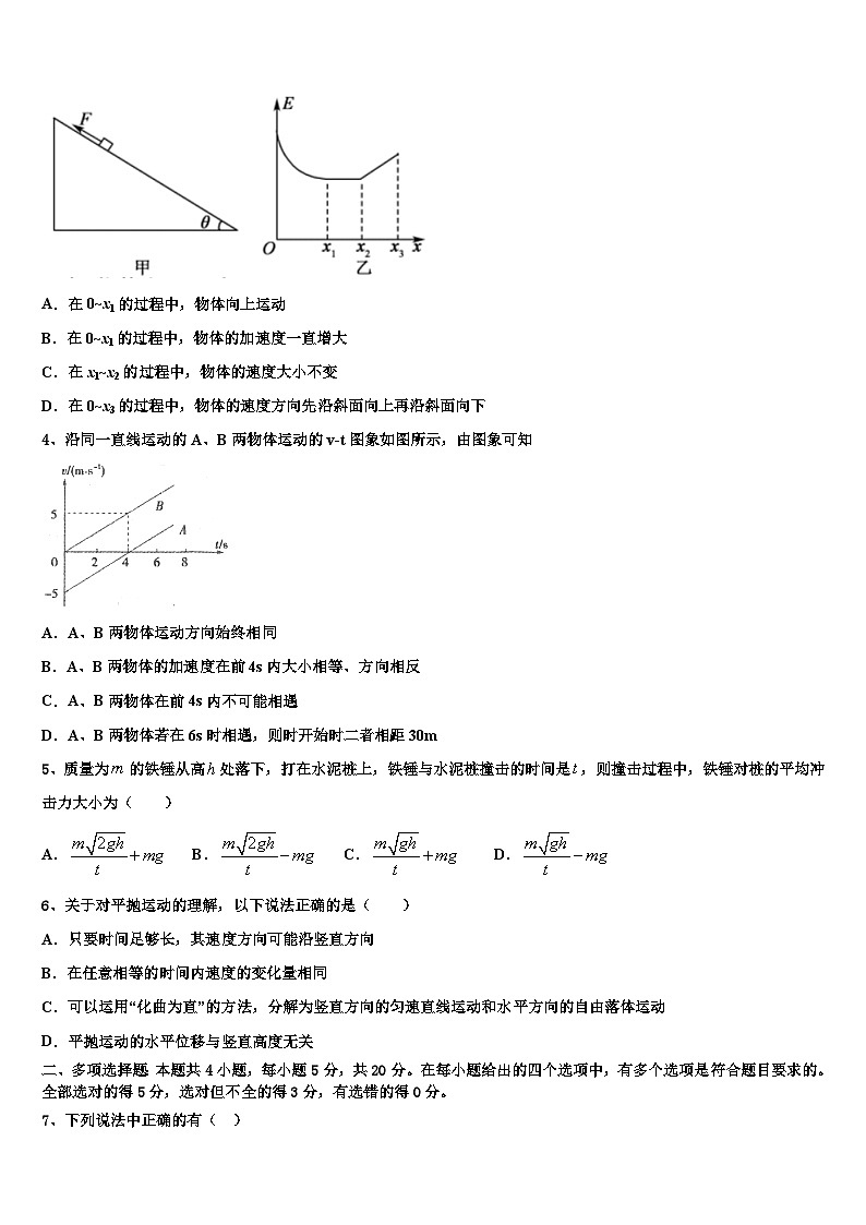 铜川市重点中学2023年高三年级元月调研考试物理试题第2页