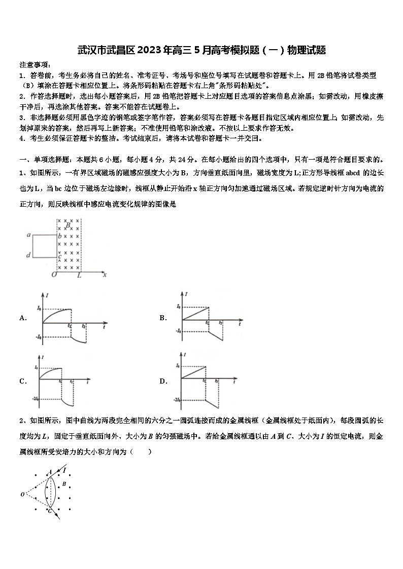 武汉市武昌区2023年高三5月高考模拟题物理试题第1页
