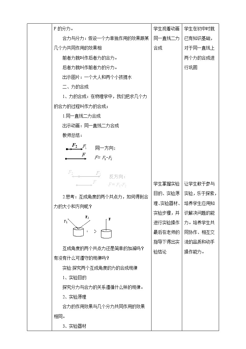 人教版高中物理必修一【3.4力的合成与分解】教案03