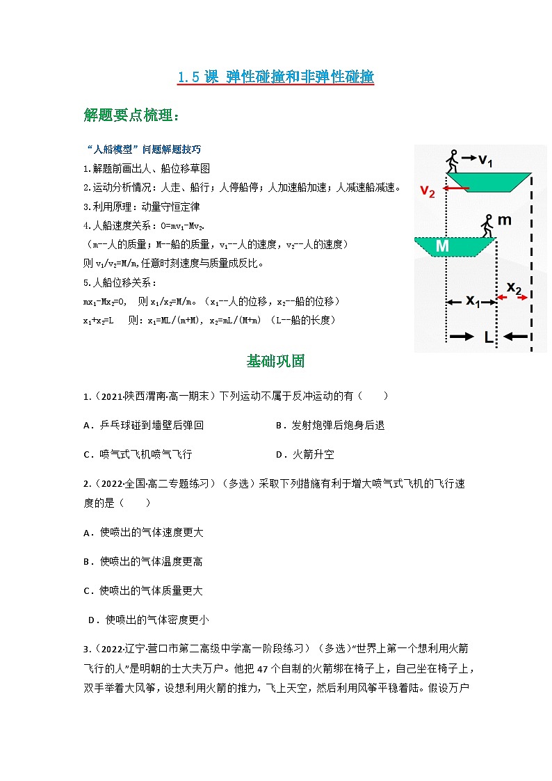 人教版物理选择性必修第一册 1.6  反冲现象 火箭+同步练习01