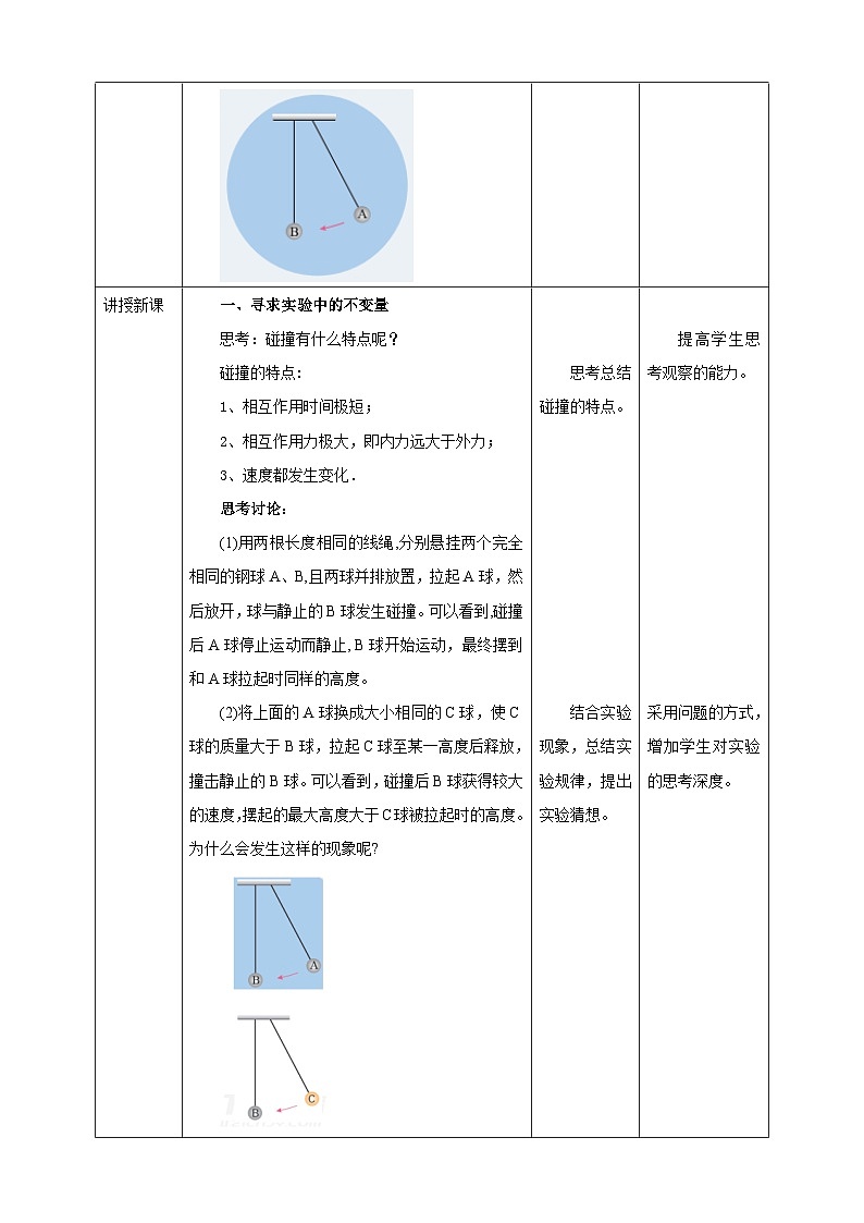 人教版高中物理选择性必修1第1章第1节实验：探究碰撞中的不变量—动量教学设计02