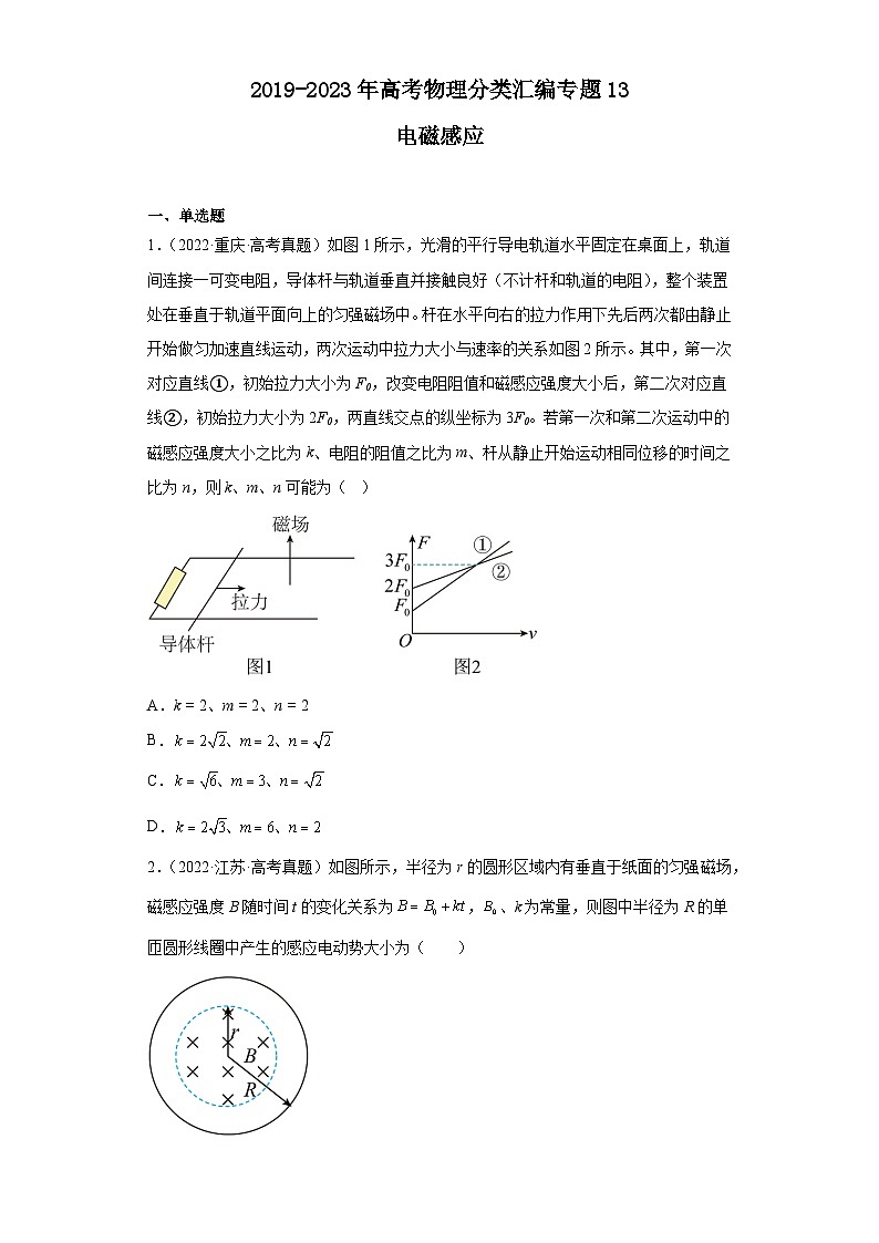 2019-2023年高考物理分类汇编 专题13 电磁感应（原卷版）第1页
