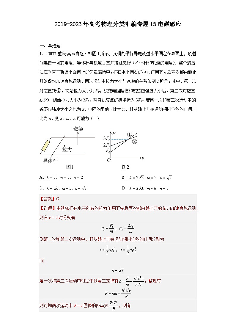 2019-2023年高考物理分类汇编 专题13电磁感应（解析版）第1页