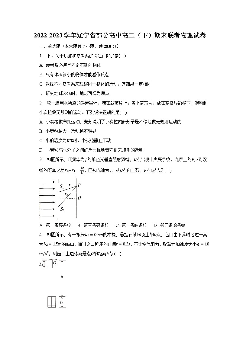 2022-2023学年辽宁省部分高中高二（下）期末联考物理试卷（含解析）第1页