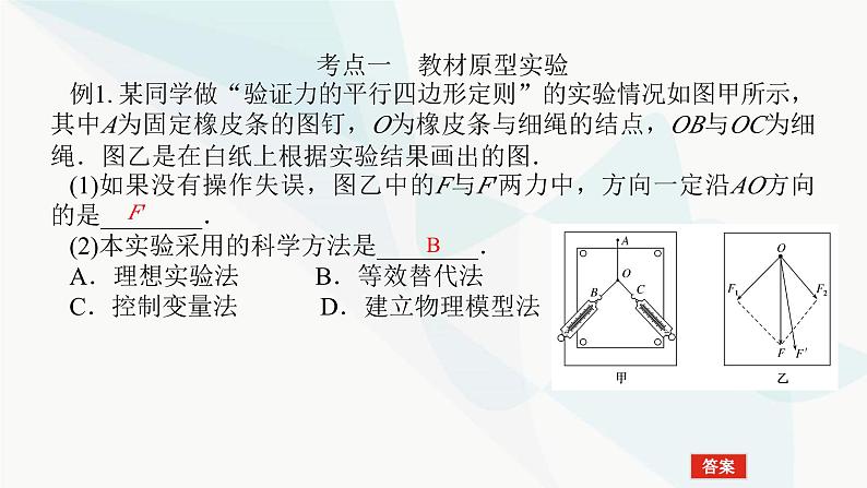 高中物理复习实验三验证力的平行四边形定则课件第8页