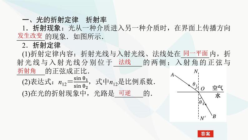 高中物理复习14-3光的折射 全反射课件第3页