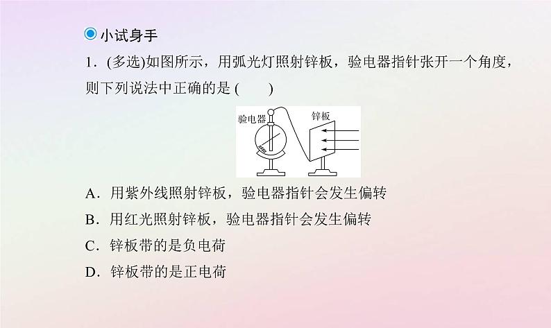 新教材2023高中物理第四章波粒二象性第一节光电效应课件粤教版选择性必修第三册06