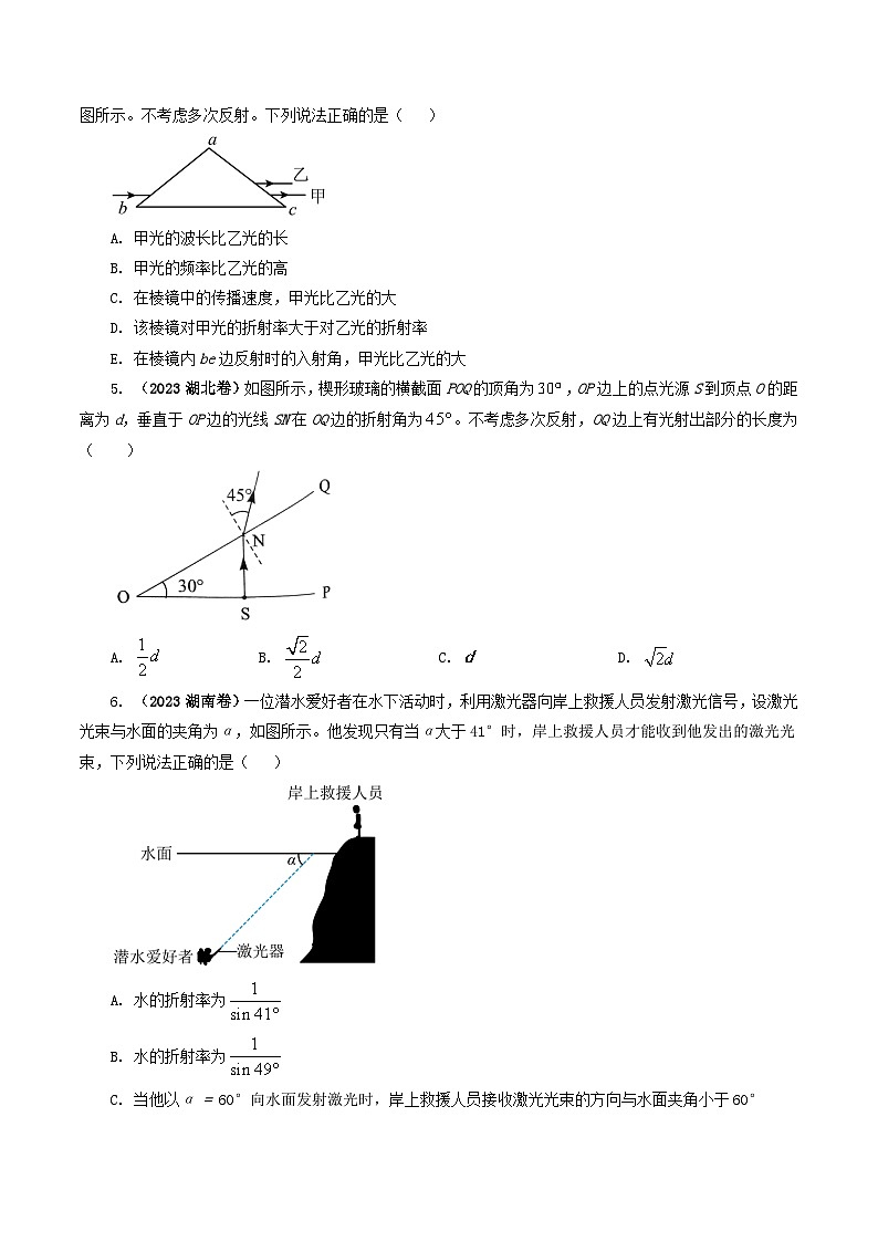 2023年高考真题和模拟题物理分项汇编（全国通用）专题14 光学02