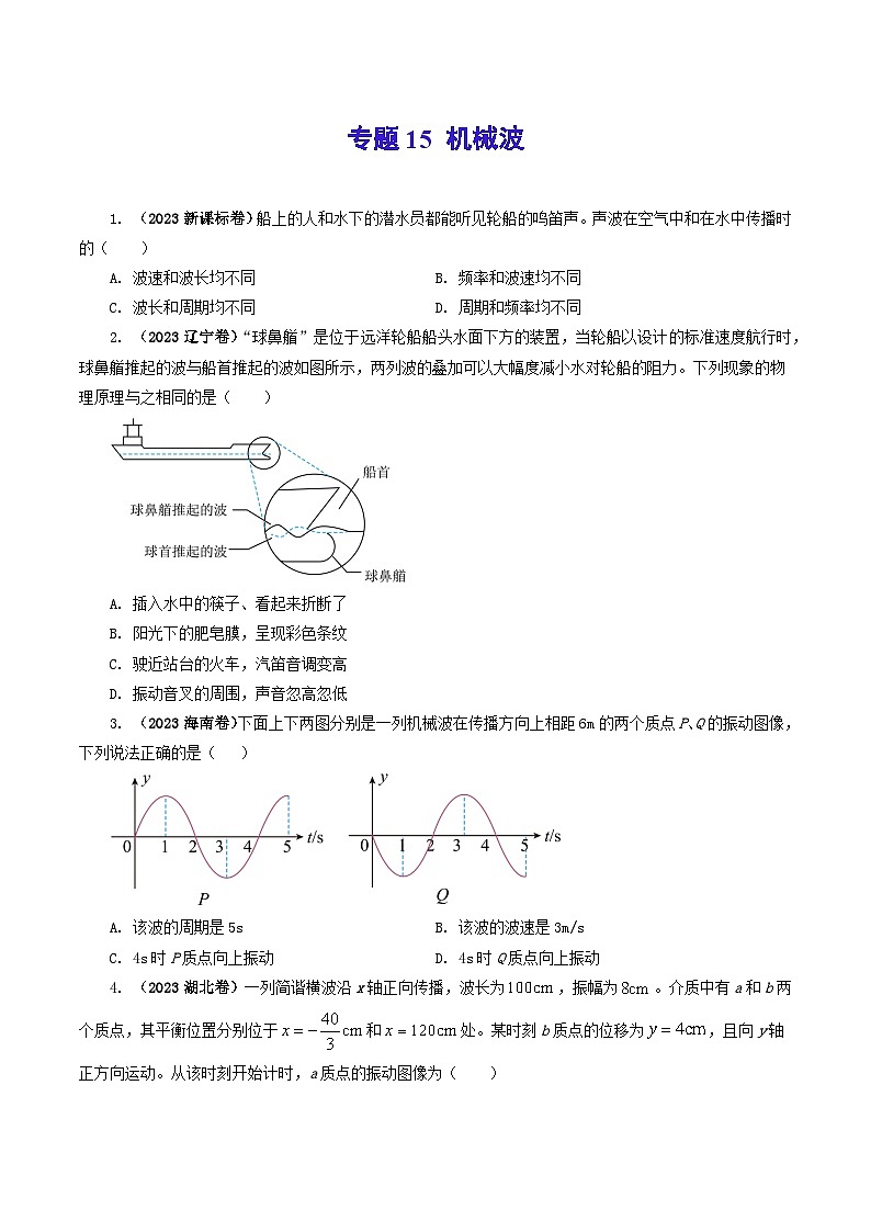 2023年高考真题和模拟题物理分项汇编（全国通用）专题15 机械波01