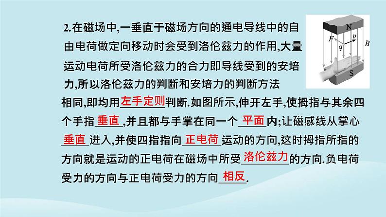 新教材2023高中物理第一章安培力与洛伦兹力1.2磁吃运动电荷的作用力课件新人教版选择性必修第二册第4页