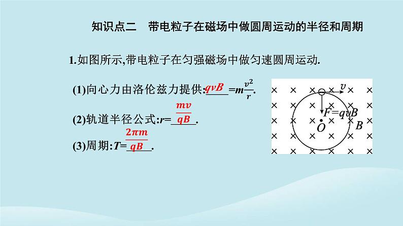 新教材2023高中物理第一章安培力与洛伦兹力1.3带电粒子在匀强磁场中的运动课件新人教版选择性必修第二册第5页