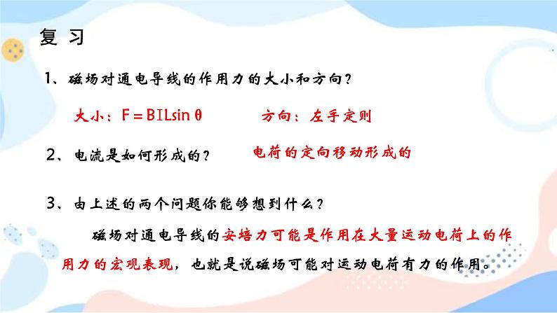 1.2 磁场对运动电荷的作用力 同步课件 人教版高中物理选修二第2页