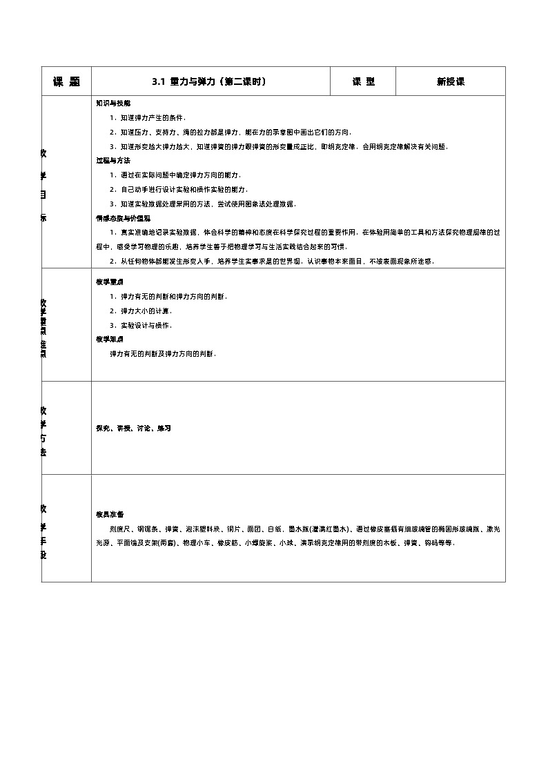 新人教版高中物理必修第一册3.1《重力与弹力》(2)课件+教案+任务单+练习01