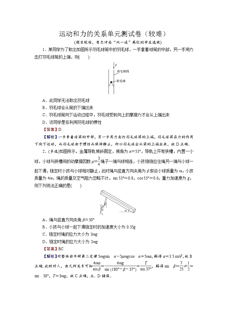 新人教版高中物理必修第一册《第四章：运动和力的关系》课件+任务单+练习+检测卷01