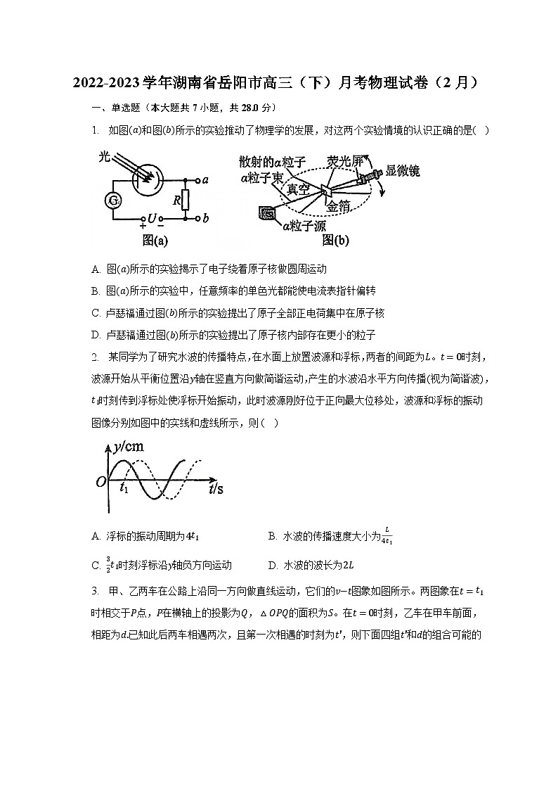 2022-2023学年湖南省岳阳市高三（下）月考物理试卷（2月）（含解析）第1页