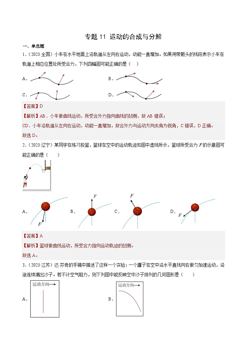 专题11 运动的合成与分解- 十年（2014-2023）高考物理真题分项汇编（2份打包，原卷版+解析版）01