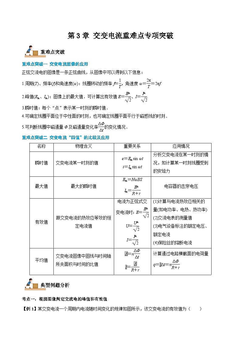 第3章 交变电流重难点专项突破-2023-2024学年高二物理下学期同步学案+典例+练习（人教版选择性必修第二册）01