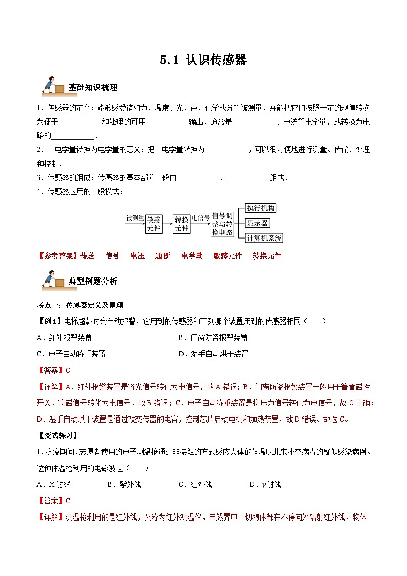 5.1 认识传感器（原卷版）第1页
