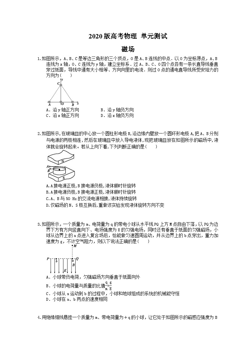 高考物理一轮复习 单元测试 磁场（含答案解析）第1页