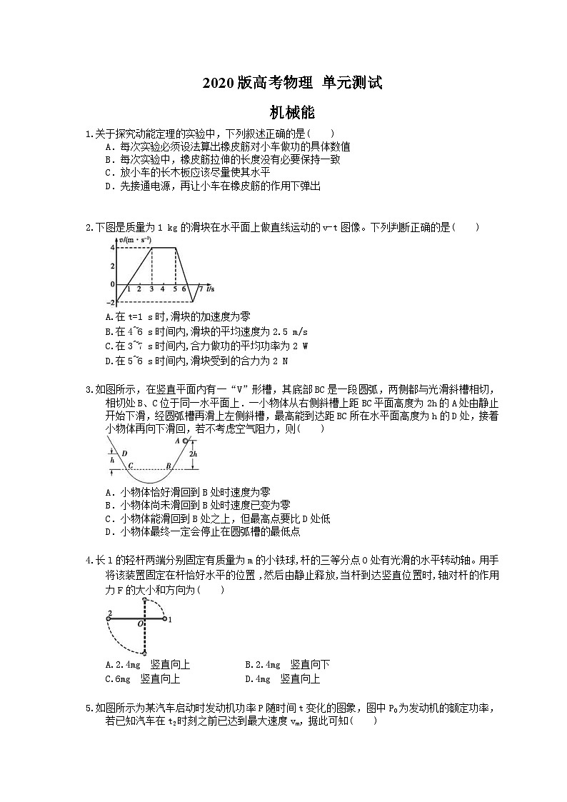 高考物理一轮复习 单元测试 机械能（含答案解析）第1页