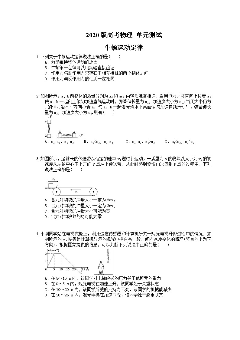 高考物理一轮复习 单元测试 牛顿运动定律（含答案解析）第1页