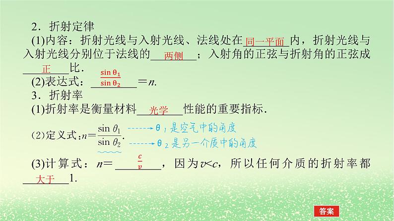 2024版新教材高考物理全程一轮总复习第十五章光第1讲光的折射全反射课件06