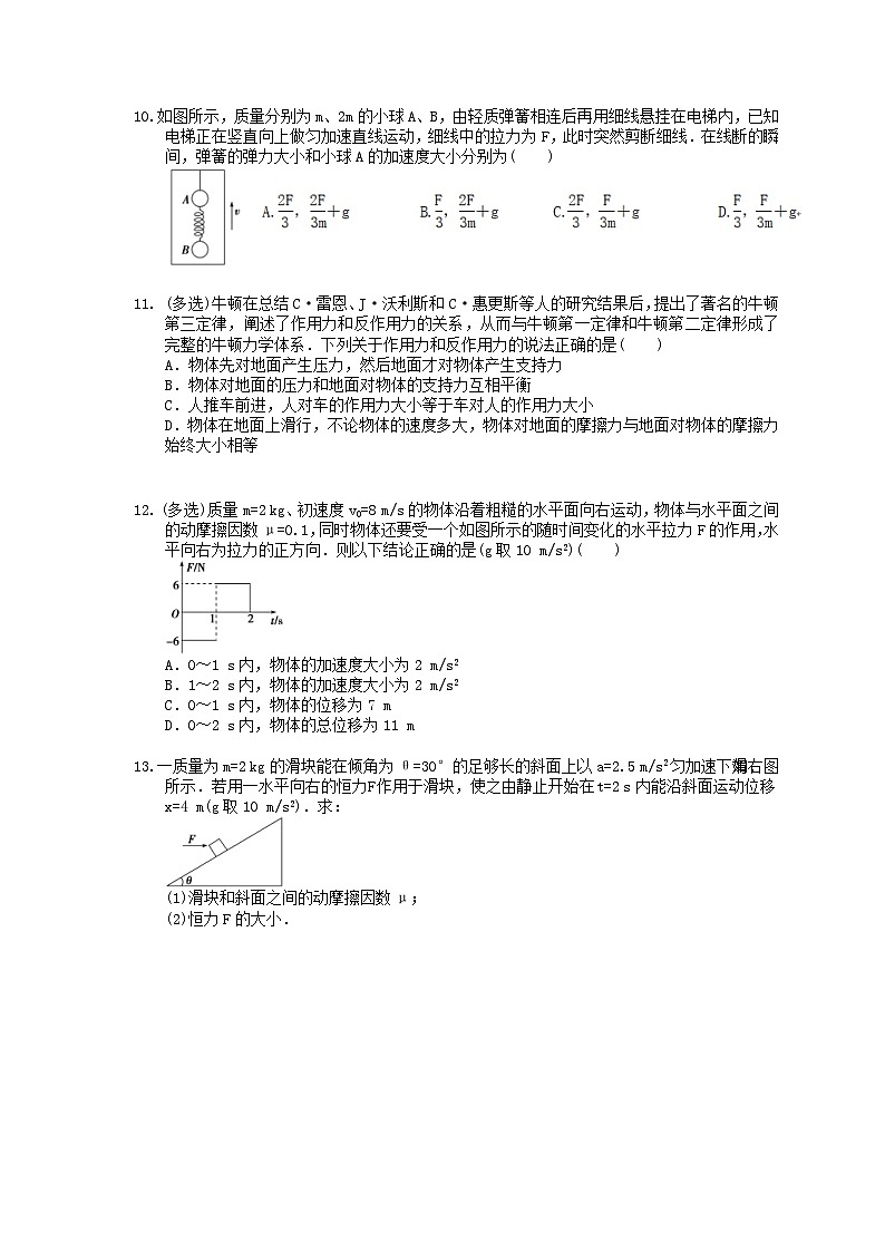 高考物理复习 课时过关题07 牛顿第一定律牛顿第三定律（含答案解析）第3页
