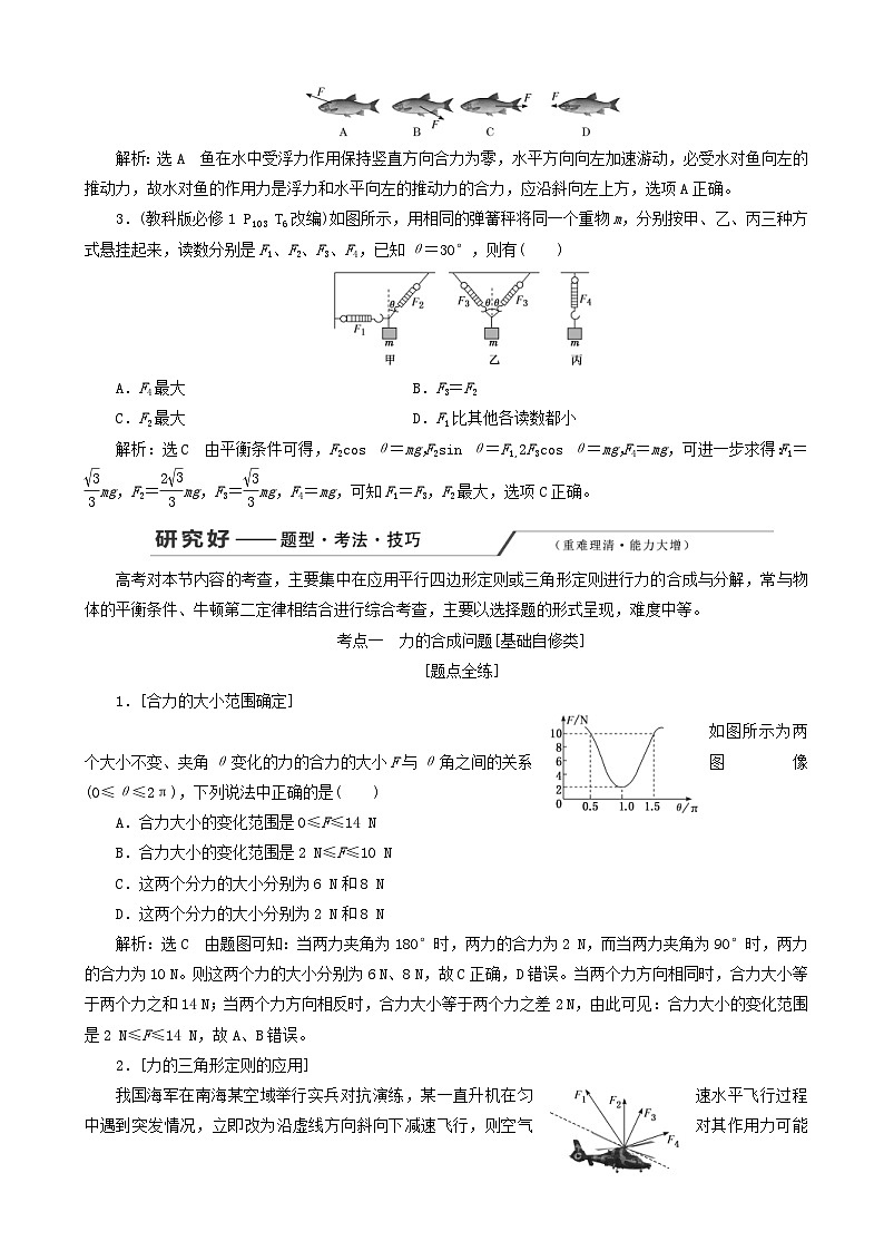 高考物理一轮复习第二章第3节力的合成与分解讲义 含解析03