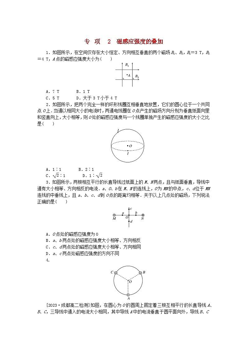 2023版新教材高中物理专项13.2磁感应强度的叠加课时作业新人教版必修第三册第1页