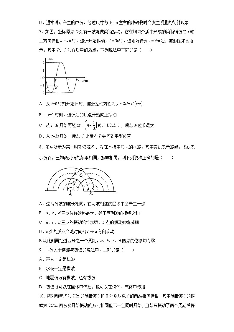 鲁科版2019 高中物理 选修一 第三章 机械波 单元测试（解析版）03