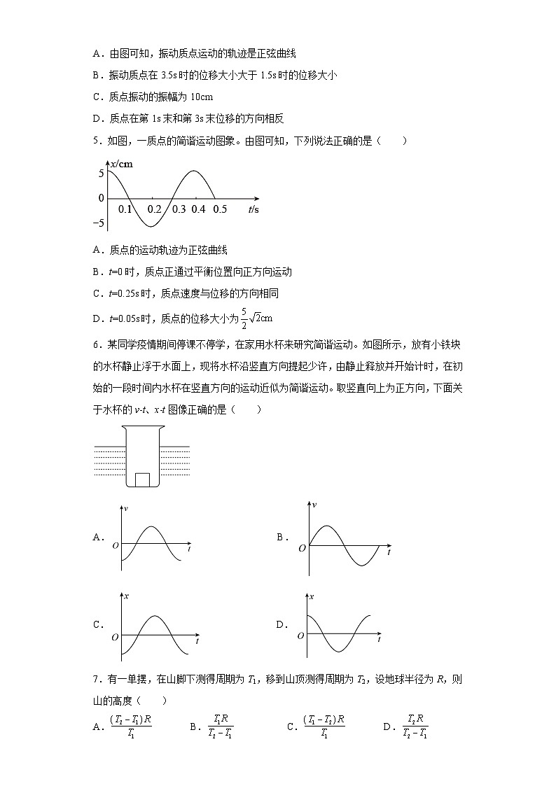 鲁科版2019 高中物理 选修一 第二章 机械振动 单元测试（word解析版）第2页