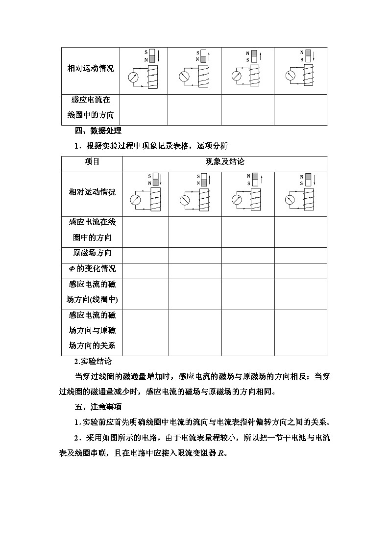 鲁科版（2019）高中物理 选择性必修第二册 第2章 第1节　科学探究：感应电流的方向(第1课时)学案02