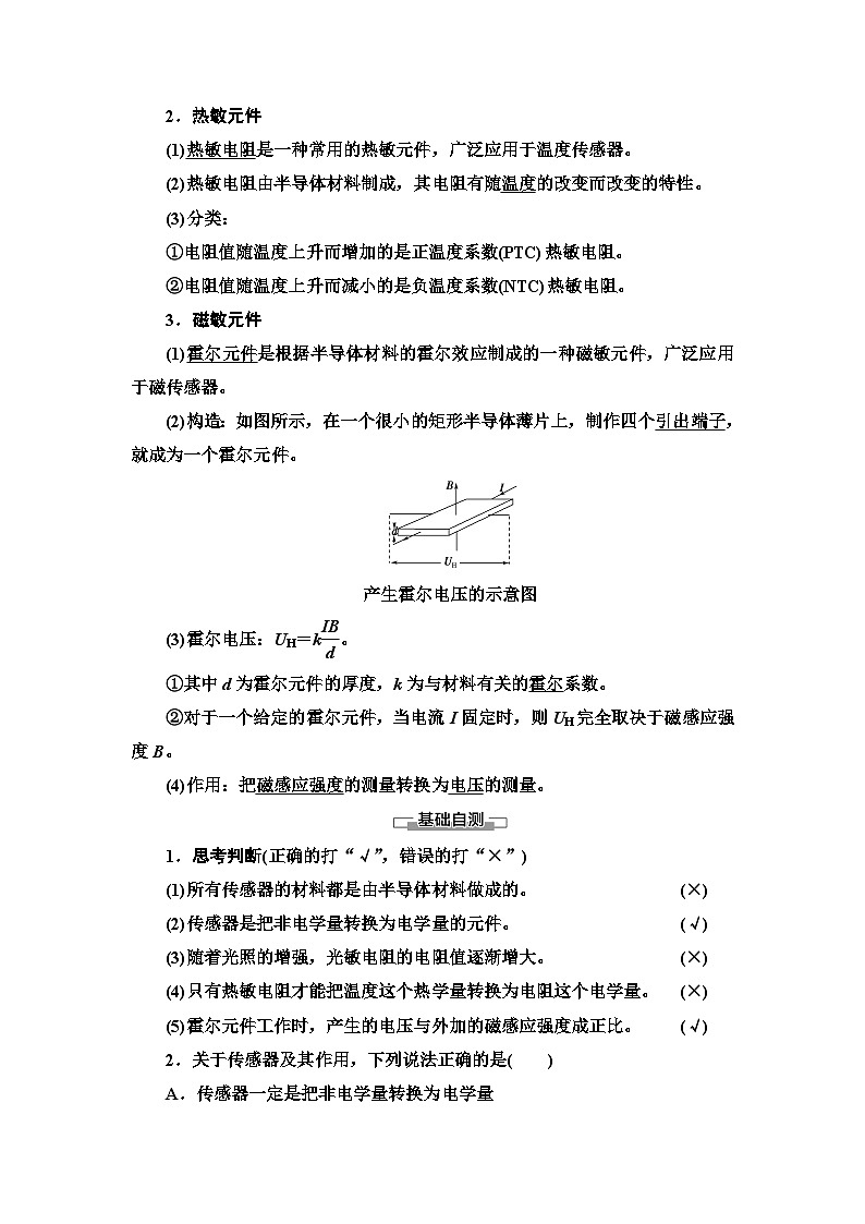 鲁科版（2019）高中物理 选择性必修第二册 第5章 第1节　常见传感器的工作原理学案第2页