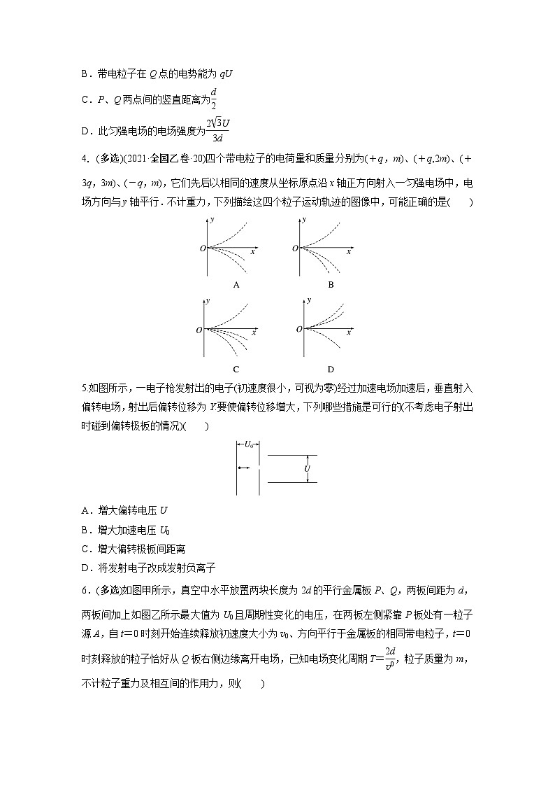 2024届高考物理新一轮复习专题强化试卷：第九章 第4练　带电粒子在电场中的偏转02