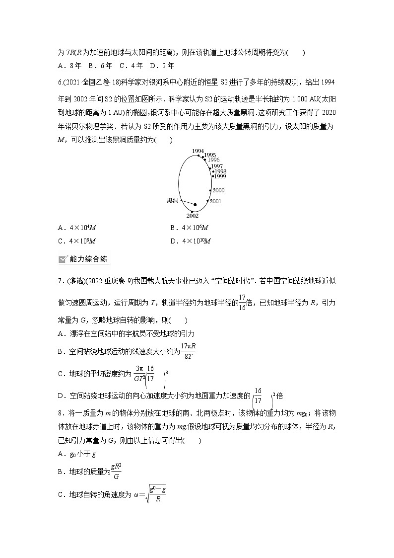 2024届高考物理新一轮复习专题强化试卷：第五章 第1练　万有引力定律及应用02