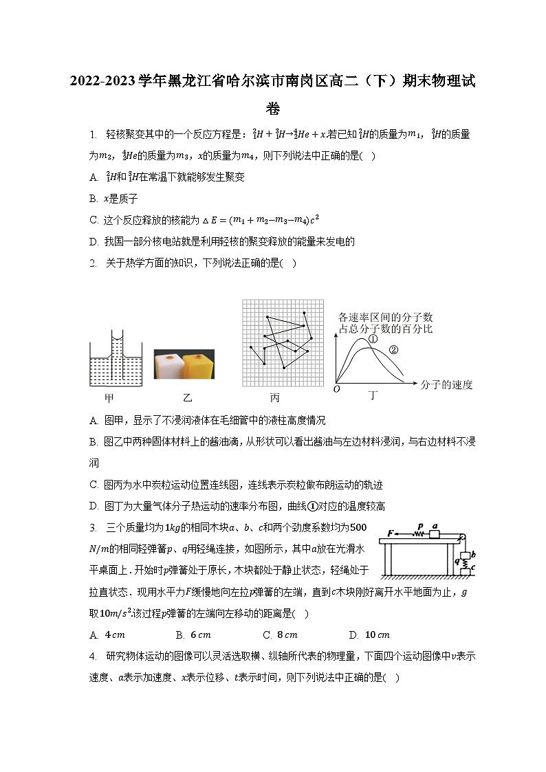 2022-2023学年黑龙江省哈尔滨市南岗区高二（下）期末物理试卷（含解析）01