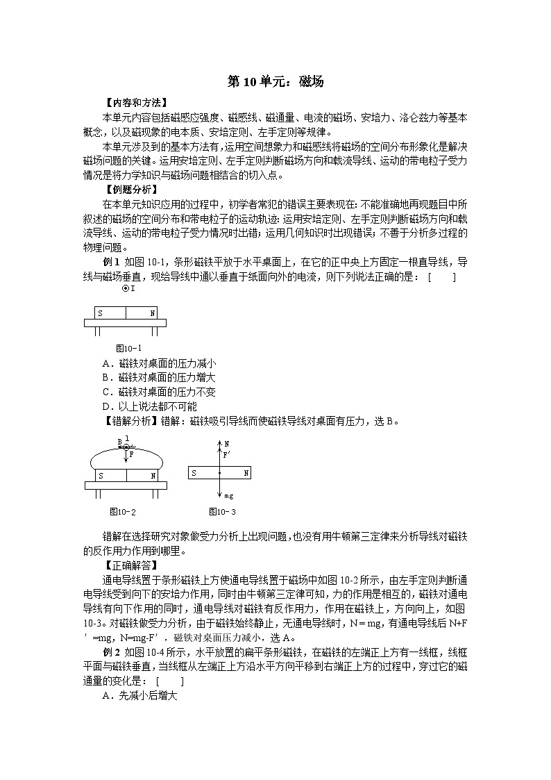 2024年高考物理第一轮复习：易错题集锦10磁场第1页