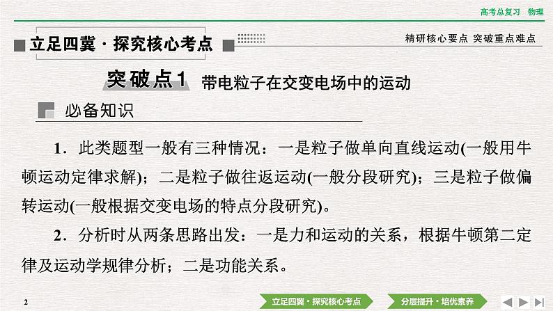 2024年高考物理第一轮复习课件：第八章  专题突破9　带电粒子(带电体)在电场中运动的综合问题02