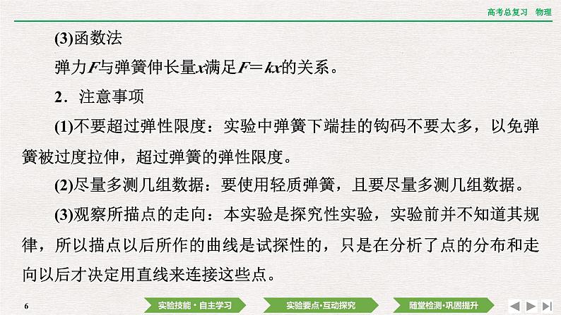 2024年高考物理第一轮复习课件：第二章  实验二　探究弹簧弹力与形变量的关系第6页