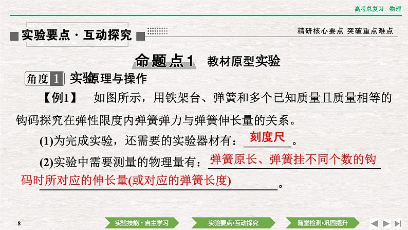 2024年高考物理第一轮复习课件：第二章  实验二　探究弹簧弹力与形变量的关系第8页