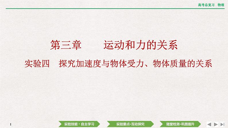 2024年高考物理第一轮复习课件：第三章 实验四　探究加速度与物体受力、物体质量的关系第1页