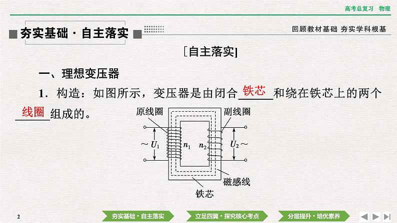 2024年高考物理第一轮复习课件：第十二章  第2讲　变压器　电能的输送第2页
