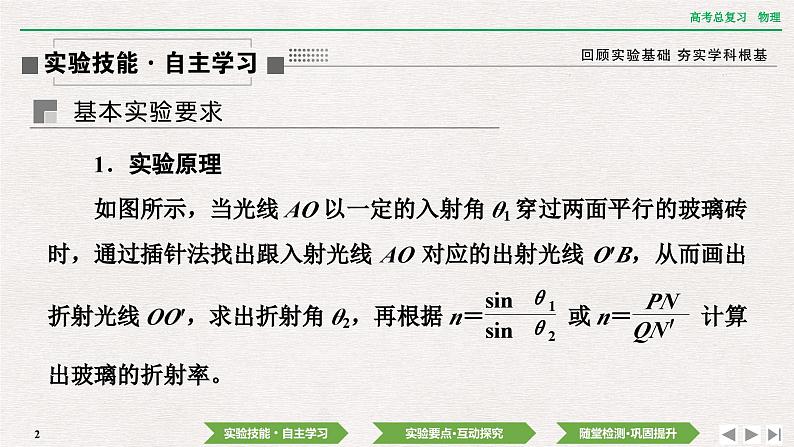 2024年高考物理第一轮复习课件：第十三章  实验十四　测量玻璃的折射率第2页