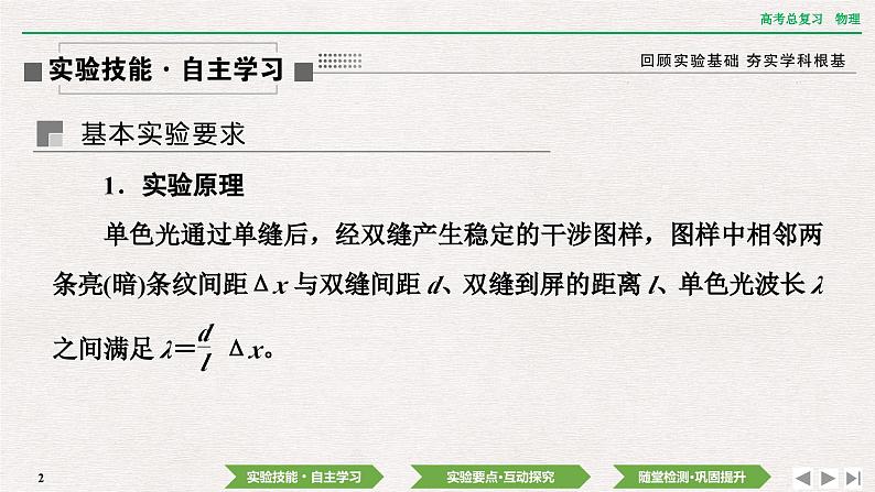 2024年高考物理第一轮复习课件：第十三章  实验十五　用双缝干涉实验测量光的波长第2页