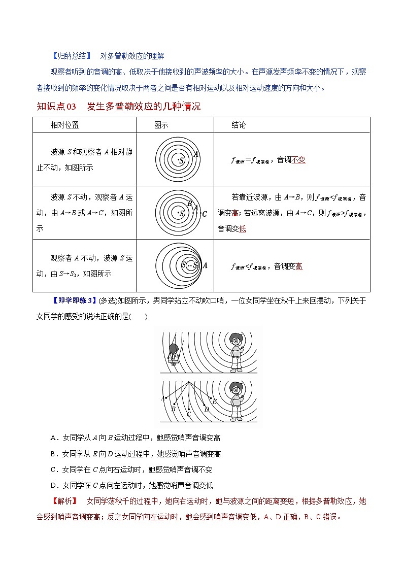 【同步讲义】（人教版2019）高中物理选修第一册-第三章-机械波--第05讲 多普勒效应 讲义03